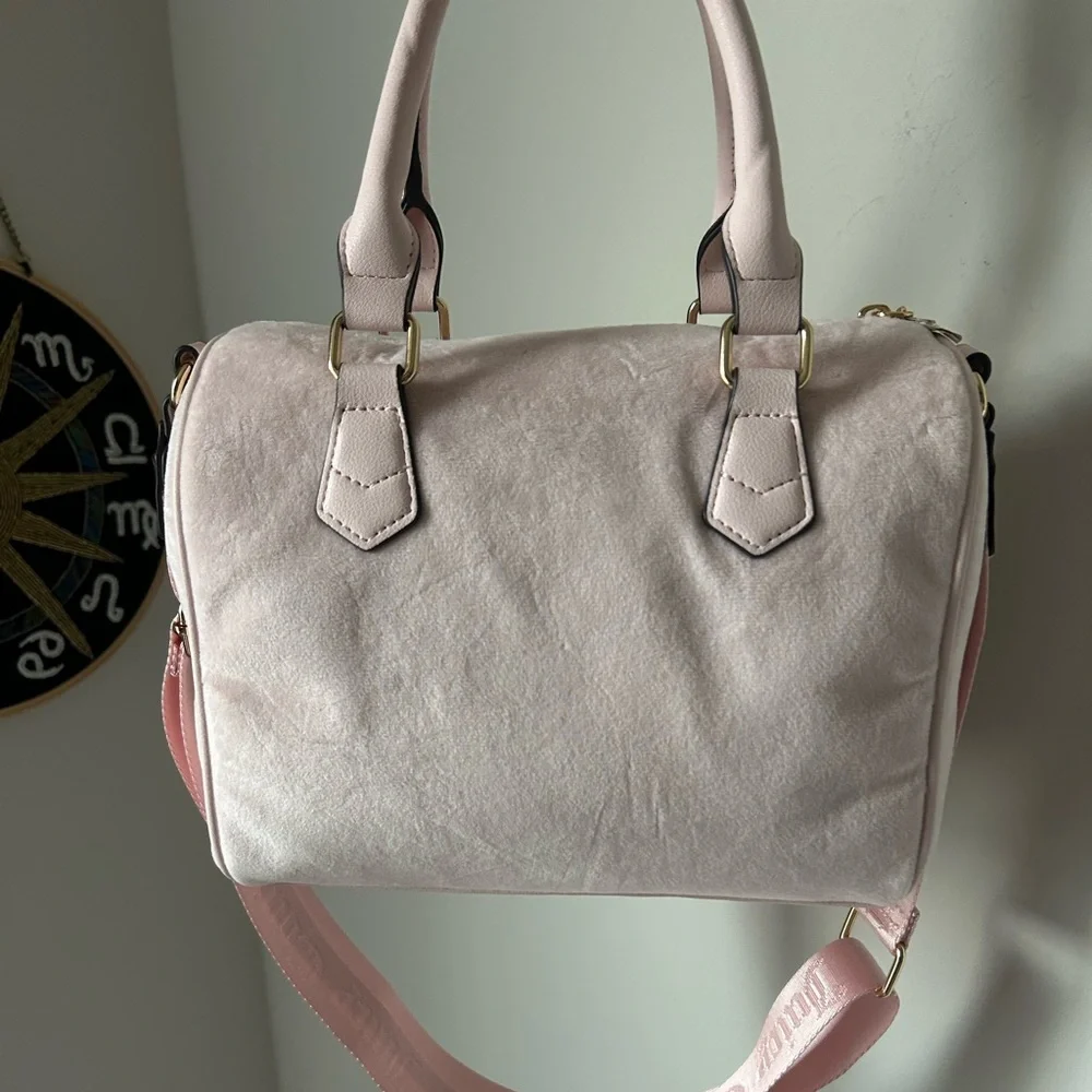 Light Pink rhinestone Velour Satchel bag